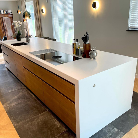 Solid Surface Services;Another happy Customer with a pearl of a Kitchen Island Counter#counters #kitchen #black #white #classic #solidsurface, #meganite, #himacs, #furniture, #corian #b (2).jpg