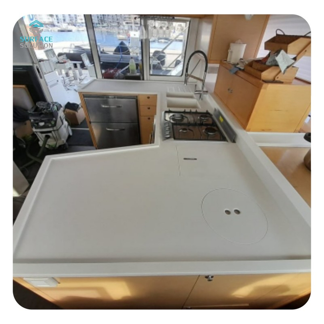 Easy Fabricate and Maintain Repairable Stain Resistance Non Porous Big Slab Customized Acrylic Table Top