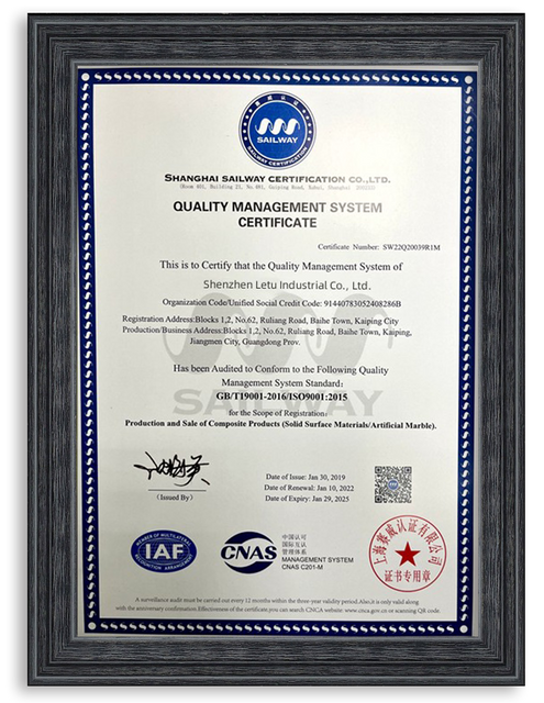 QUALITY MANAGEMENT SYSTEMCERTIFICATE